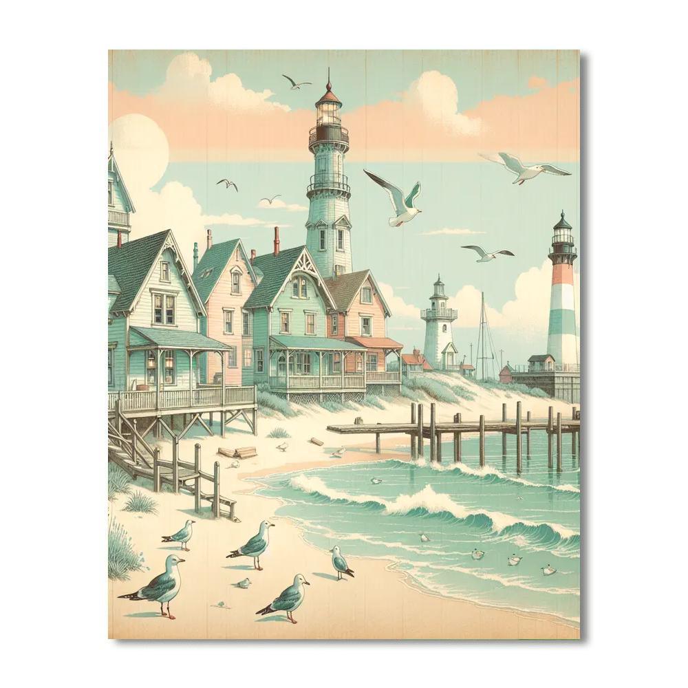 Vintage Coastal Escape Paint By Numbers Art