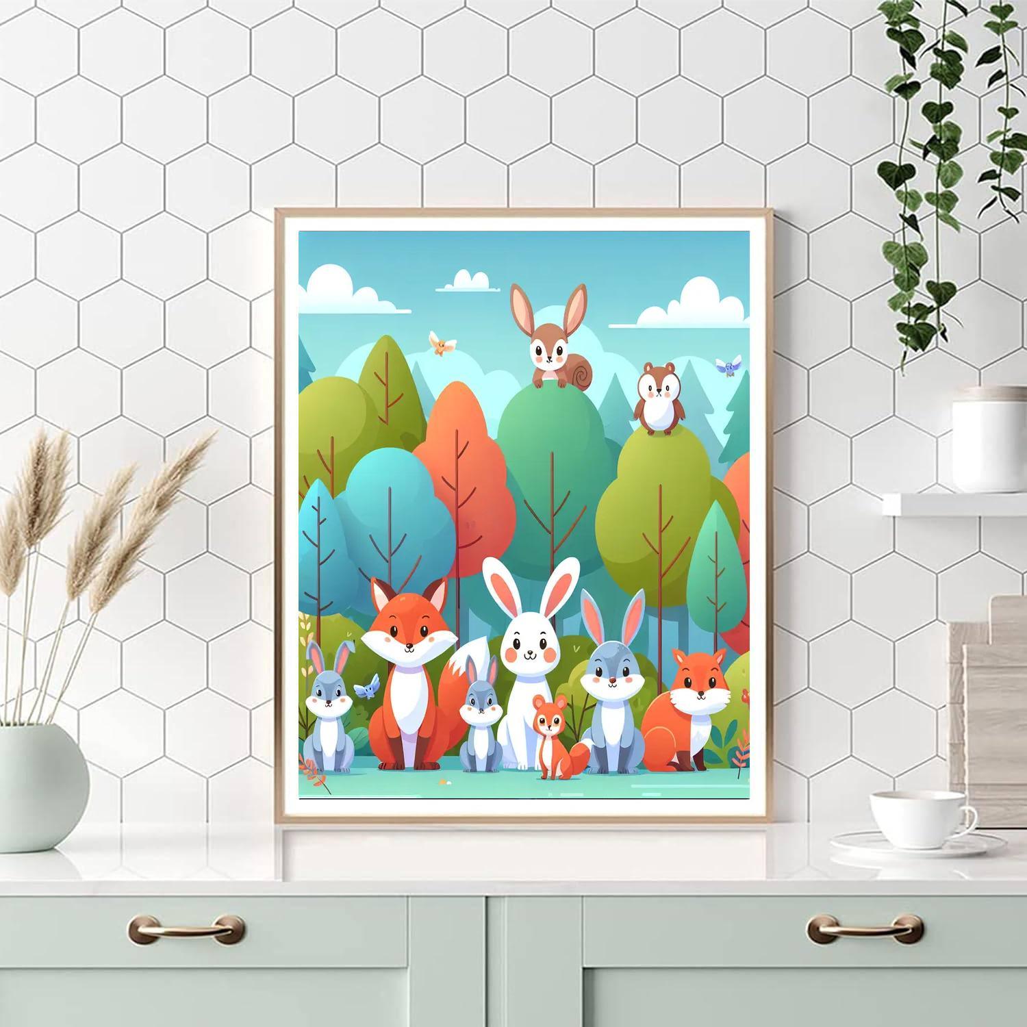 Friendly Woodland Critters Number Painting