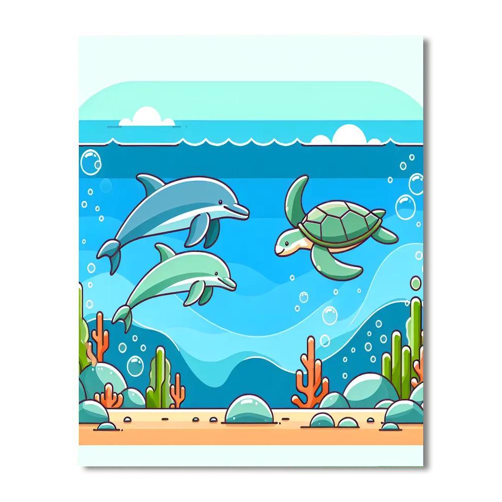 Undersea Exploration With Marine Friends Painting By Numbers Kit