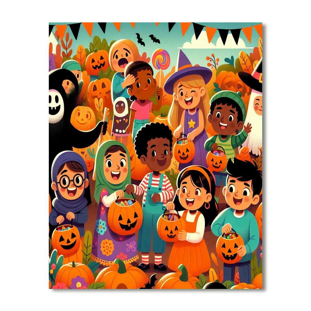 Jubilant Halloween Celebration Painting By Numbers Kit