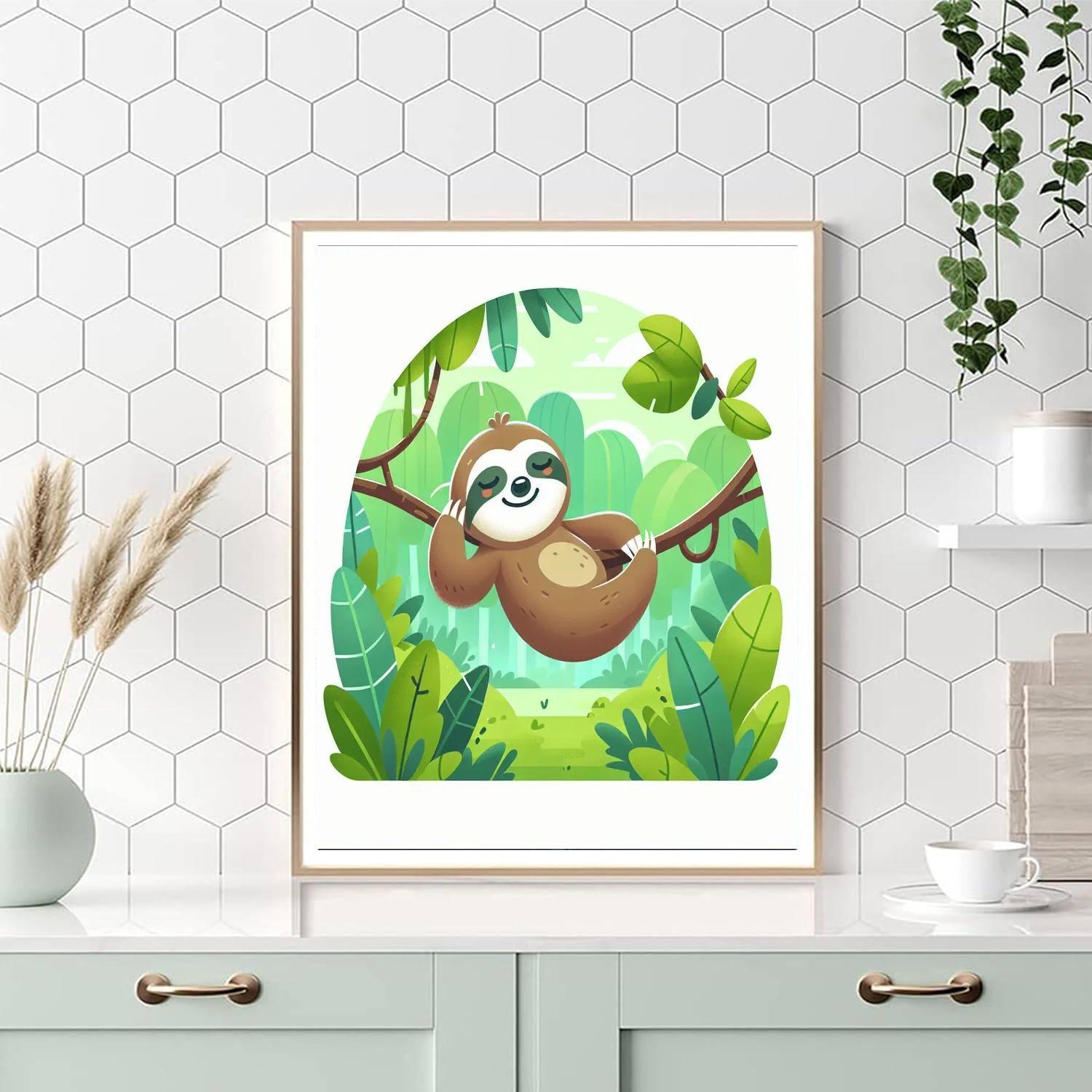 Silly Sloth Safari Paint By Numbers Art