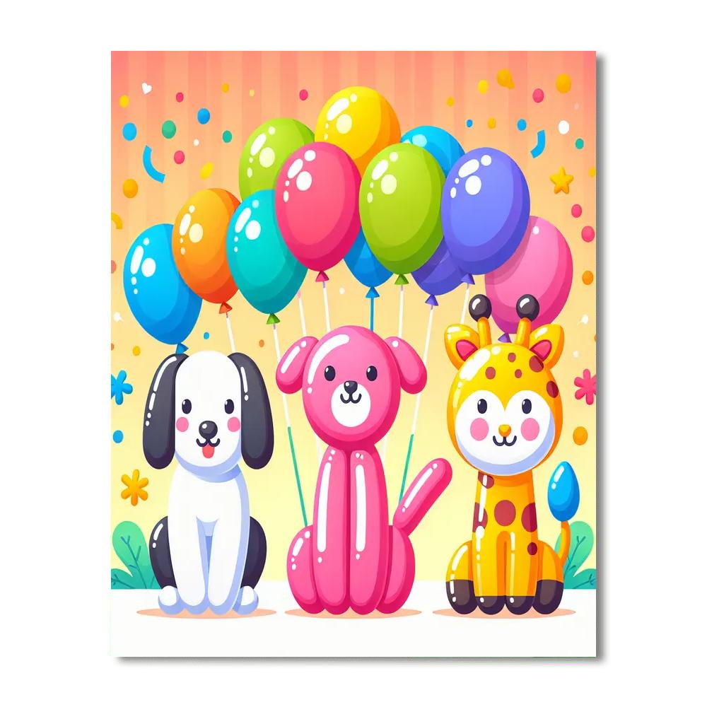 Bright Balloon Animals Paint By Numbers Art