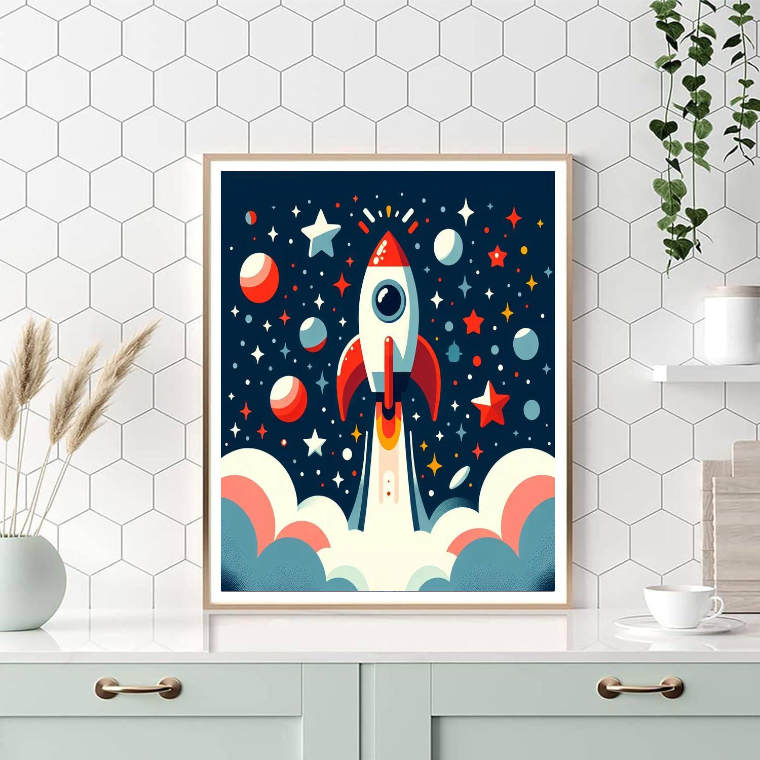 Outer Space Rocket Race Paint By Numbers Kits