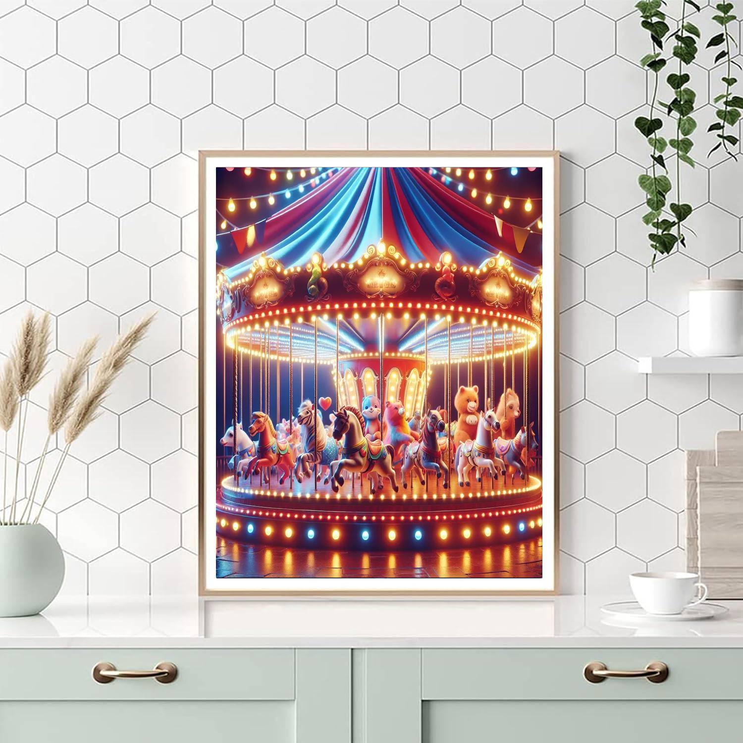 Charming Circus Carousel Paint By Numbers Art