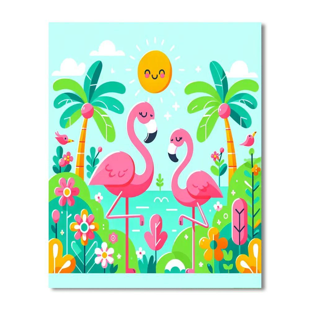 Festive Flamingos Painting By Numbers Kit
