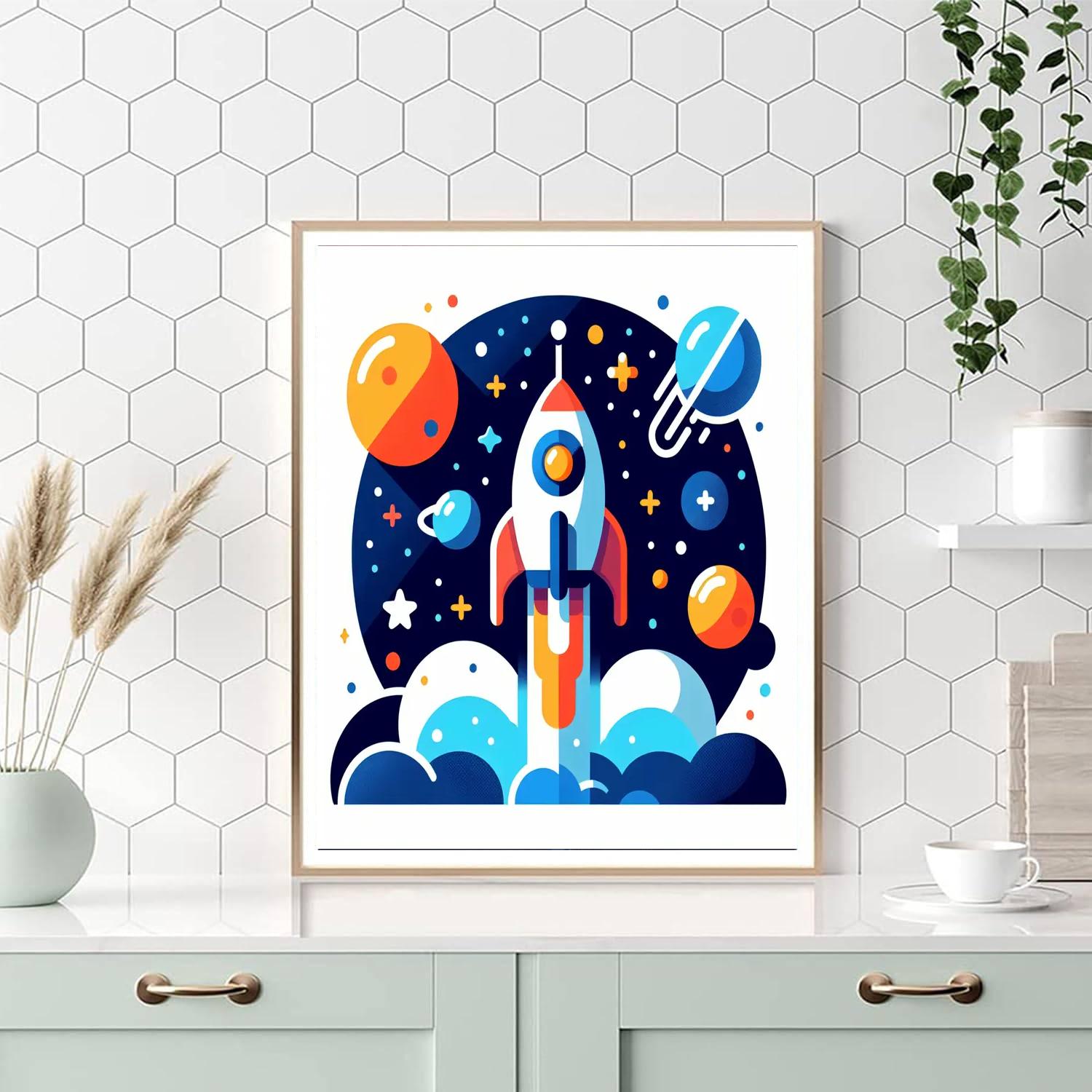 Celestial Rocket Adventure Paint By Color