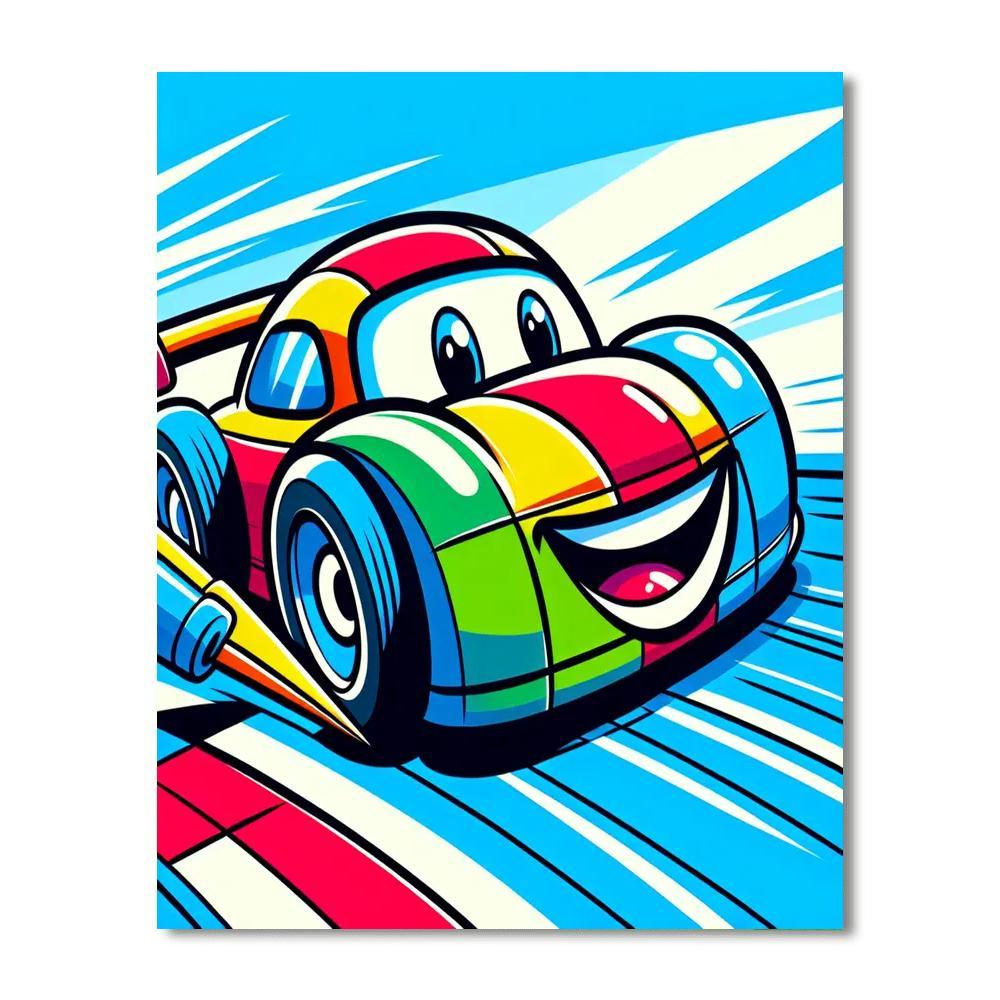 Dashing Car Race Paint By Numbers Art