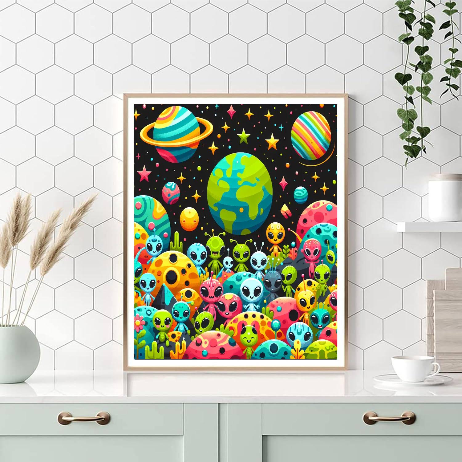 Alien Safari In Space Number Painting