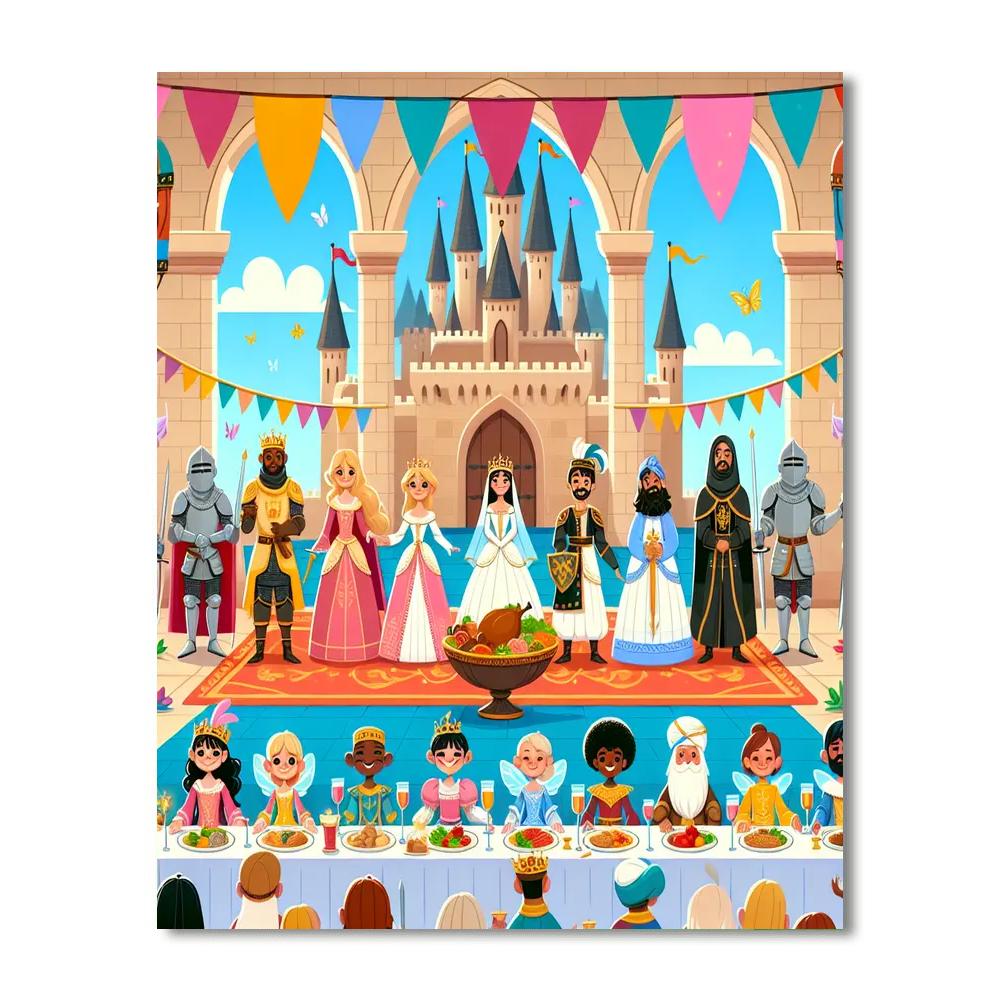 Fantasy Kingdom Feast Paint By Numbers Art