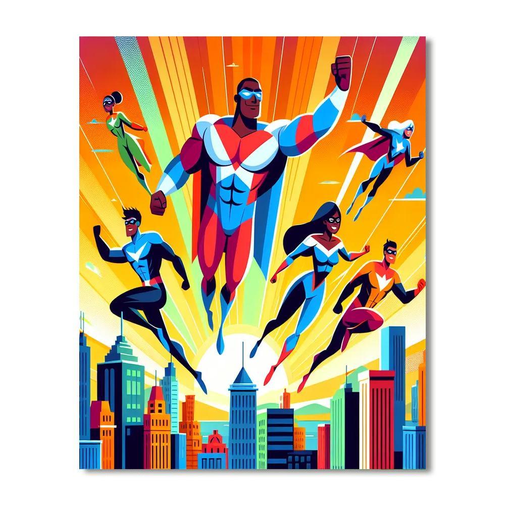 Epic Superhero Adventures Paint By Numbers Art