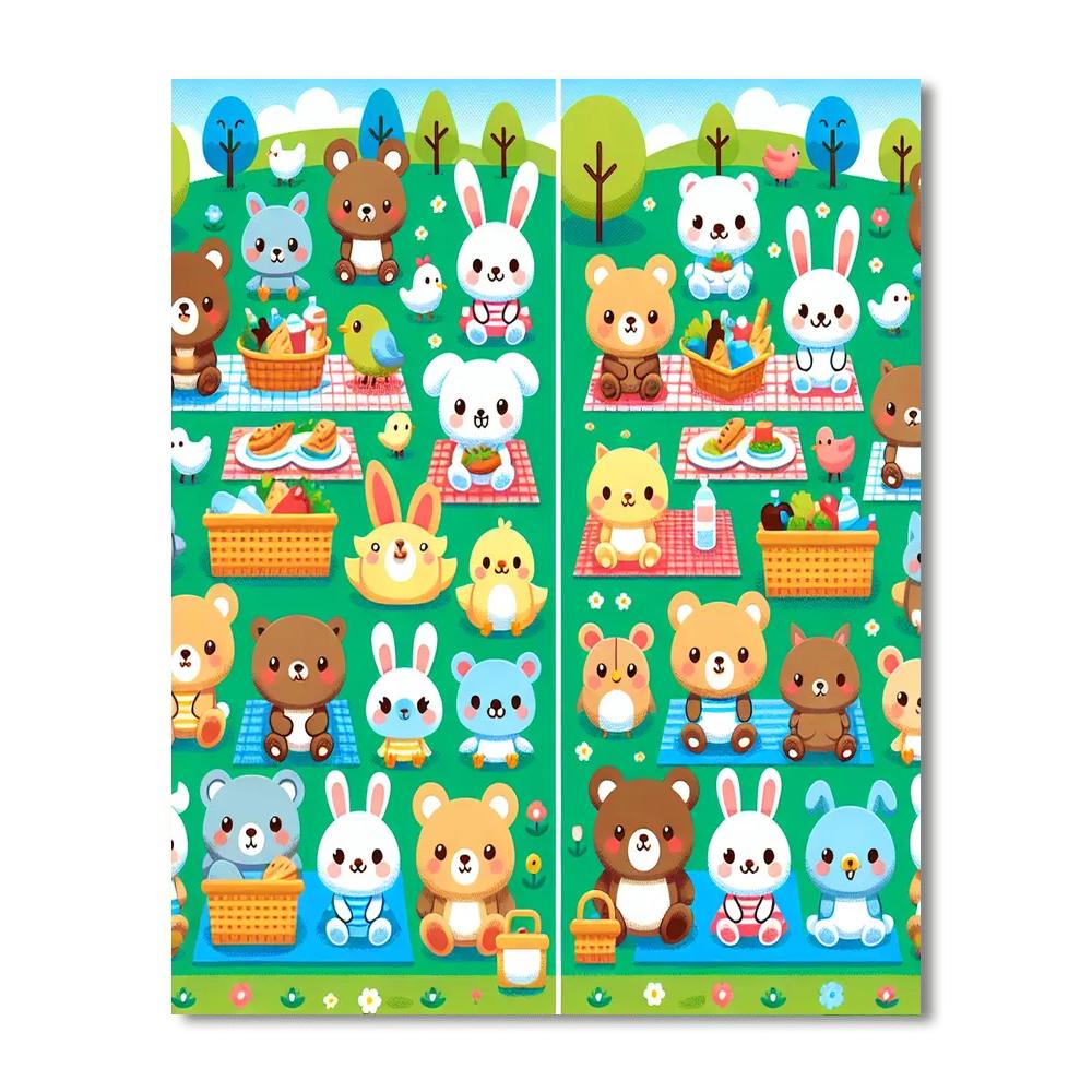Cute Animal Picnic Party Painting Number Kit