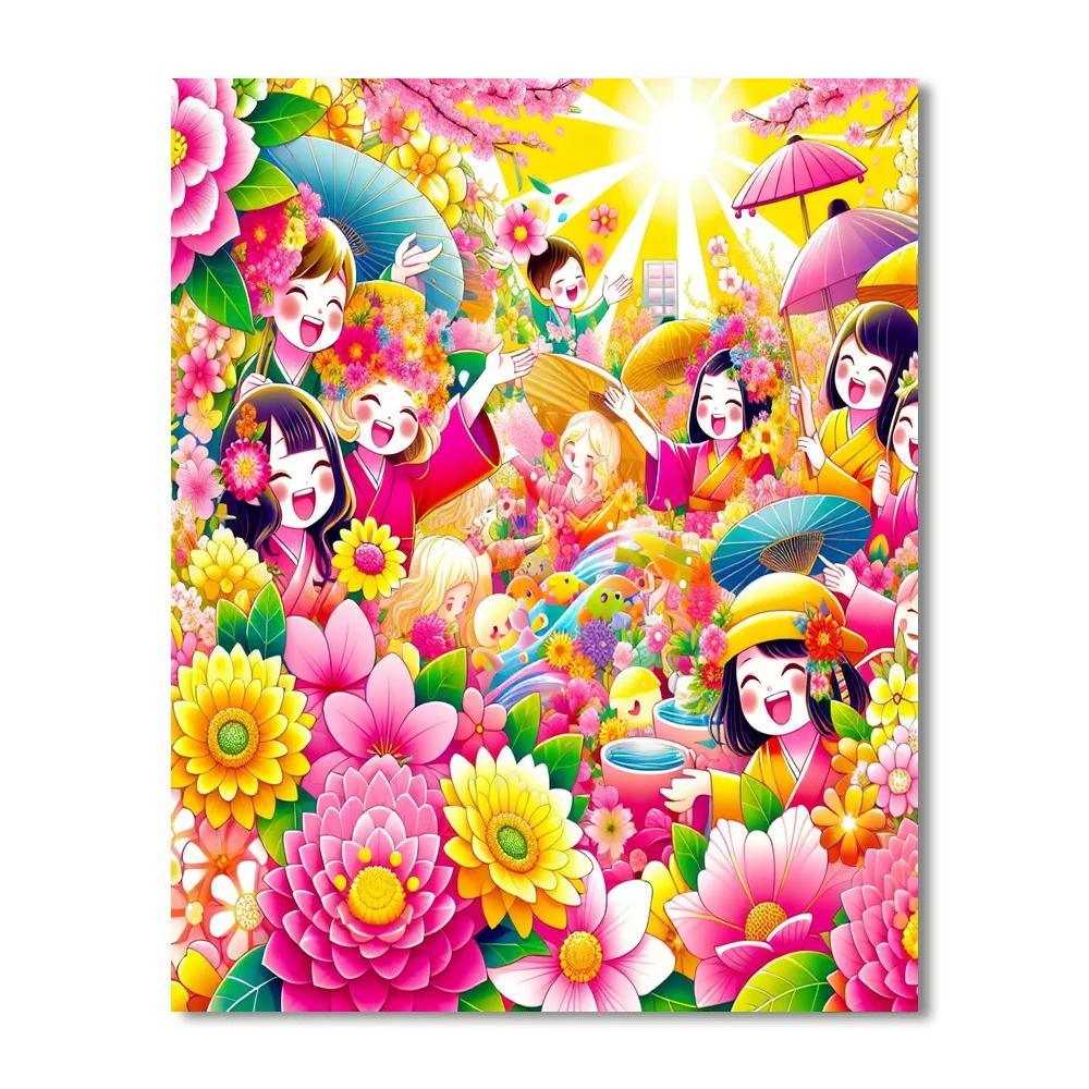 Lively Flower Festival Number Painting