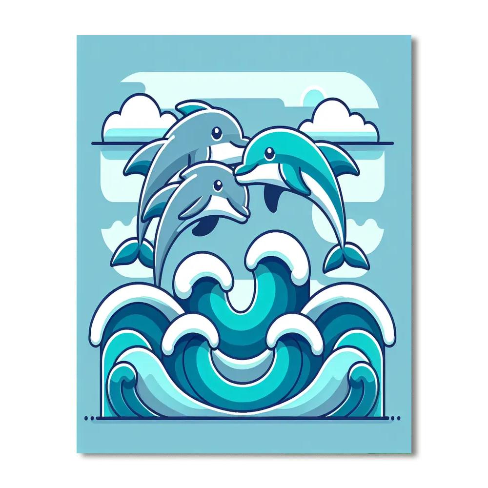 Whimsical Dolphin Leap Paint By Numbers Art