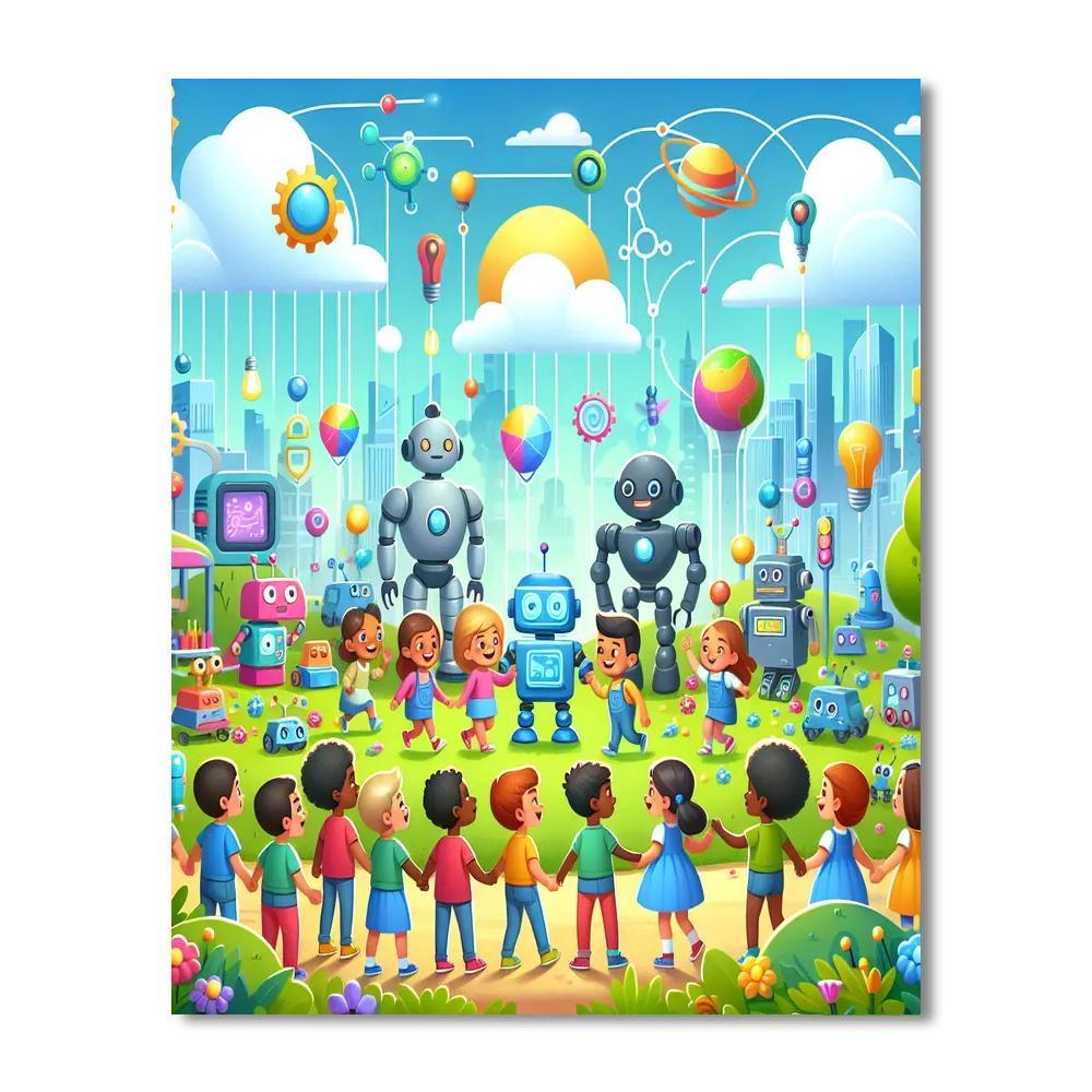 Adventures With Robot Friends Paint By Numbers