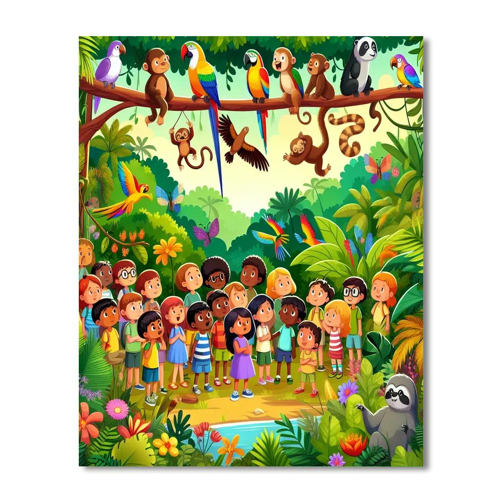 Joyful Rainforest Exploration Painting By Numbers Kit