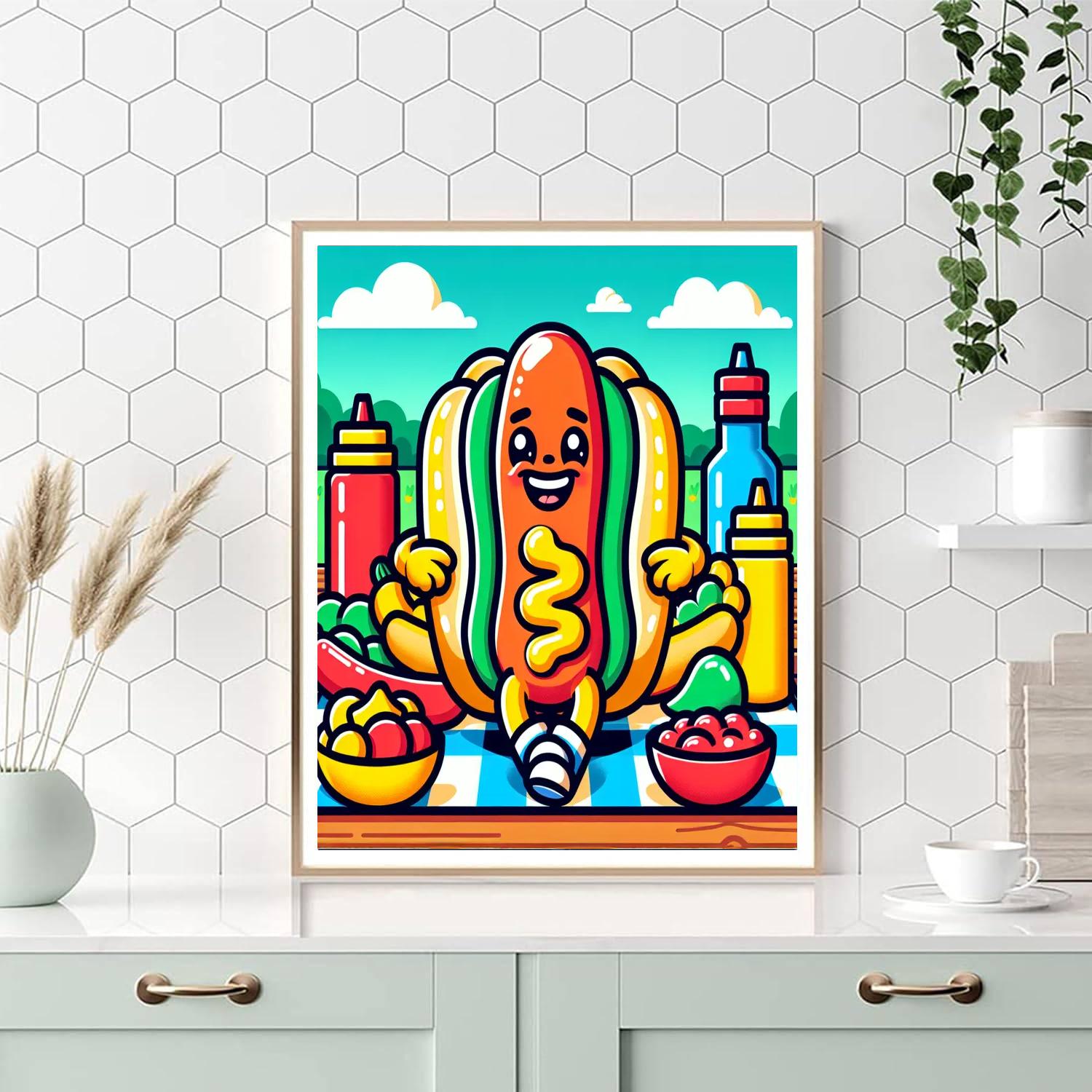 Happy Hotdog DIY Paint By Numbers