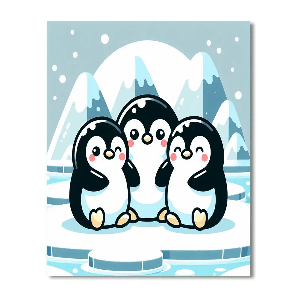Lively Penguin Family Painting By Numbers Kit