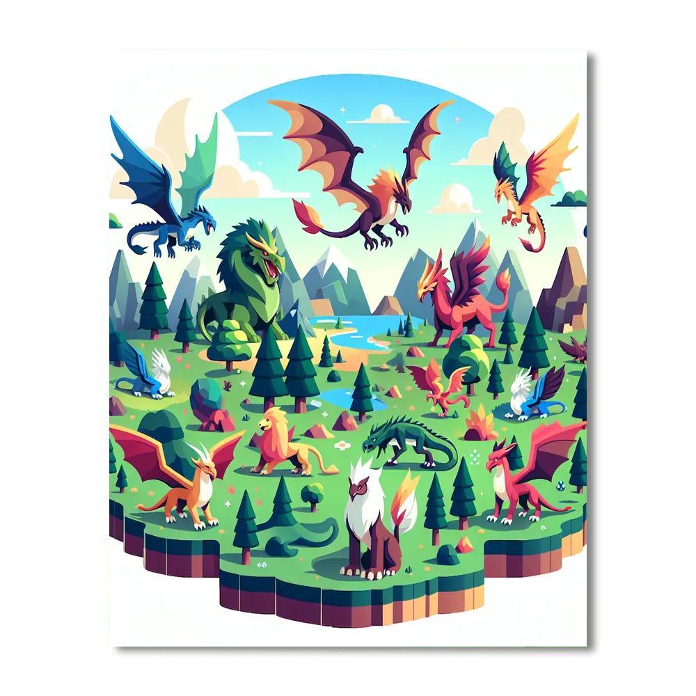 Fantasy Island With Mythical Beasts Paint By Number