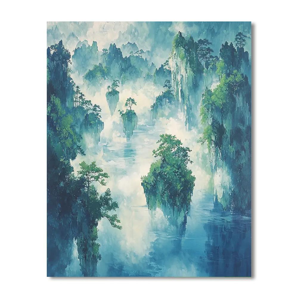 Zhao Mengfu Inspired Essence Of Floating Islands  Paint By Color
