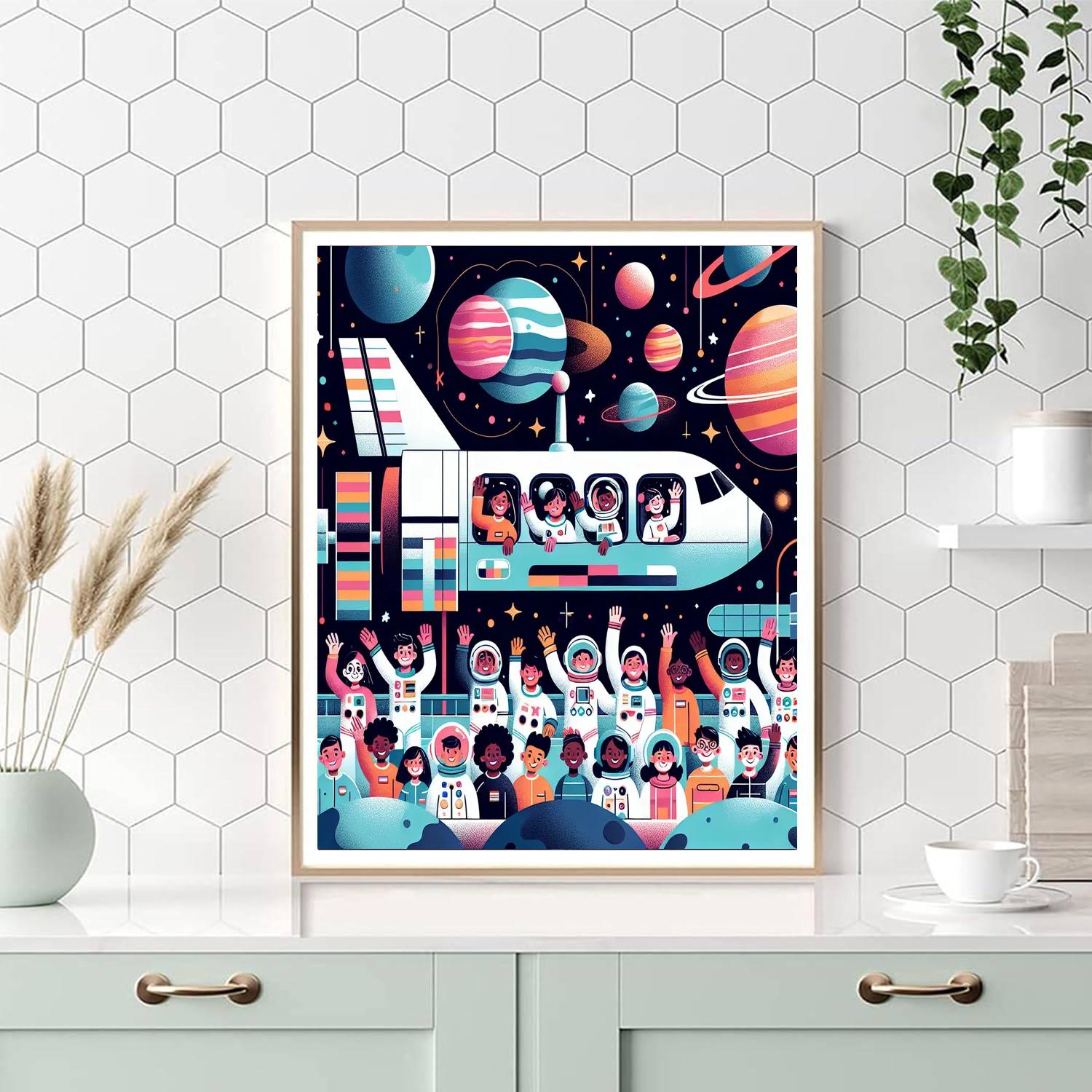 Outer Space Station Mission Painting Number Kit