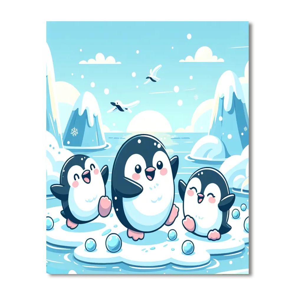 Winter Penguins Celebration Paint By Color