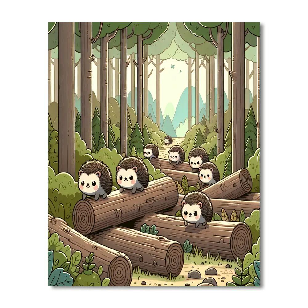 Hedgehog Hiking Expedition Number Painting