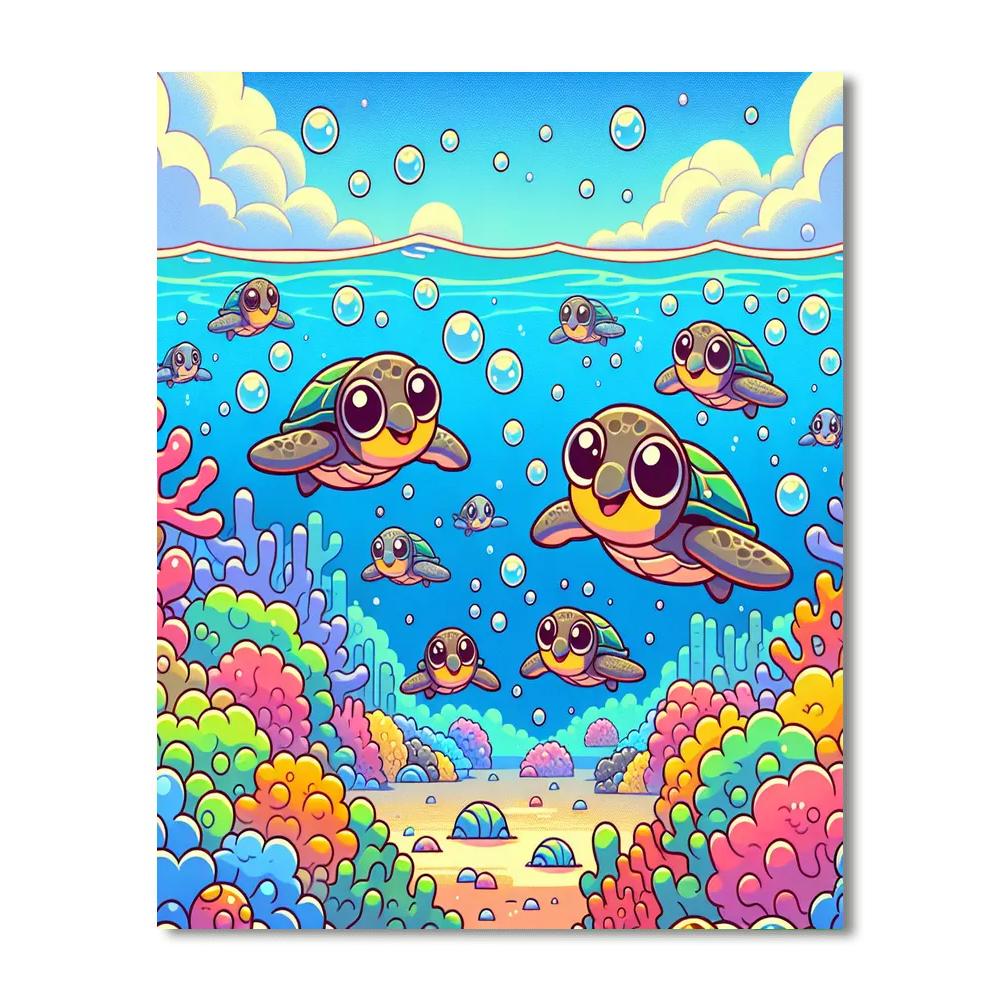 Curious Sea Turtles Painting By Numbers Kit