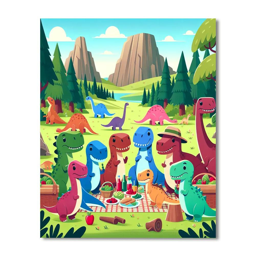Dinosaur Valley Picnic Painting By Numbers Kit