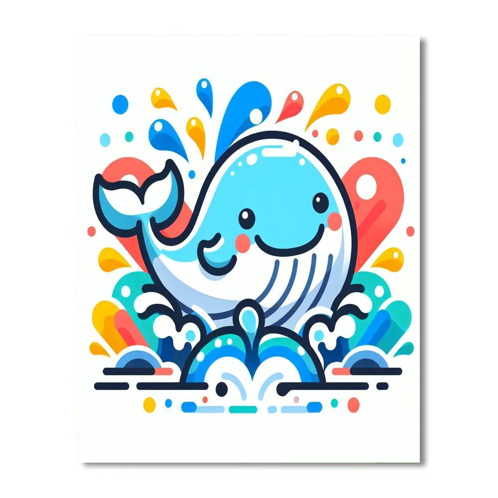 Happy Whale Splash Paint By Numbers Art