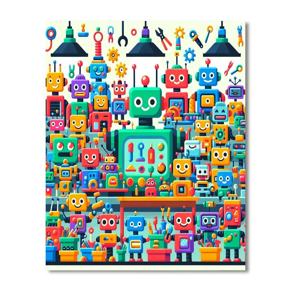 Friendly Robot Workshop Paint By Numbers Kits