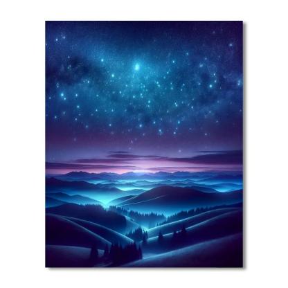 Mystic Nightscape Journey Number Painting
