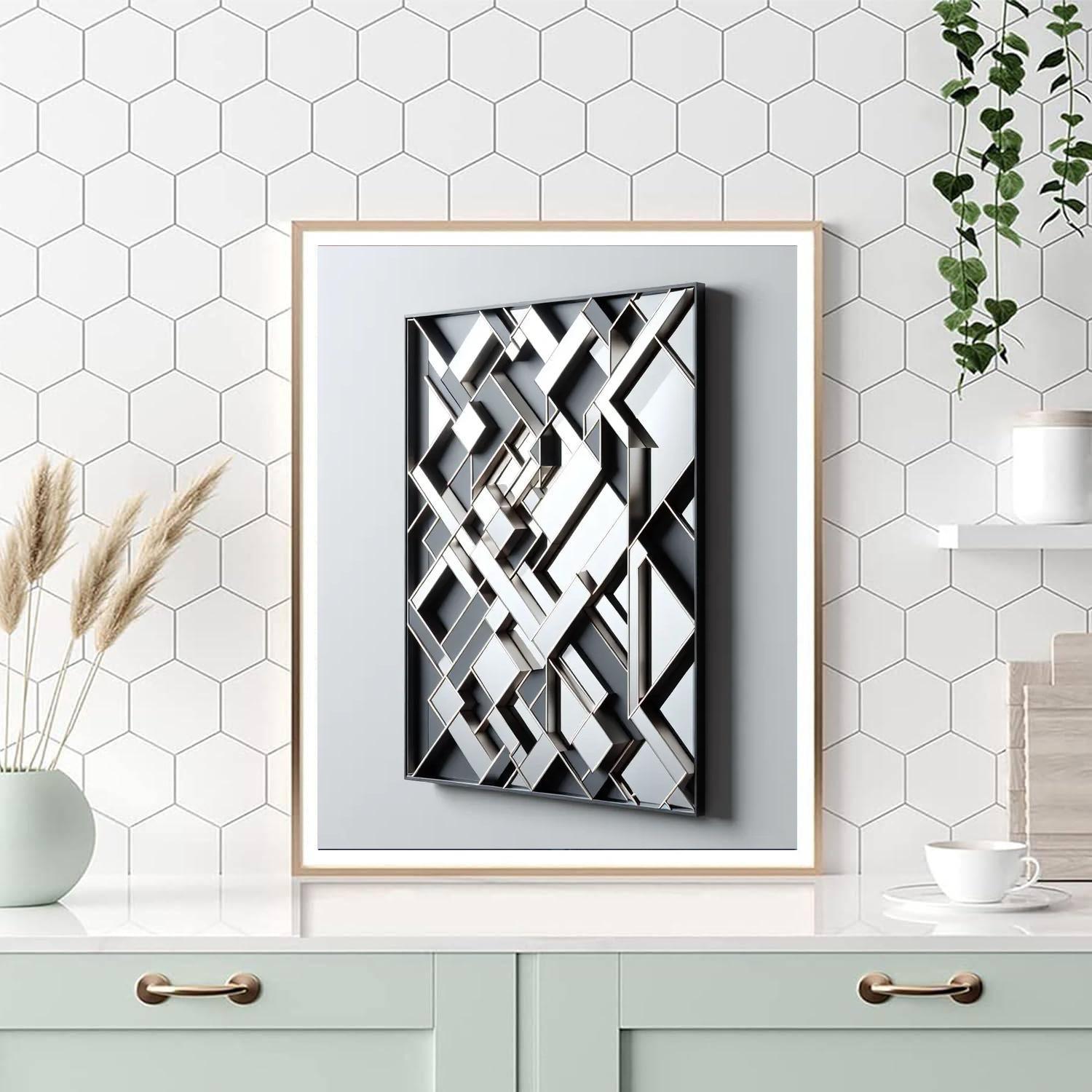 Geometric Illusion Wall Mirror Paint By Color