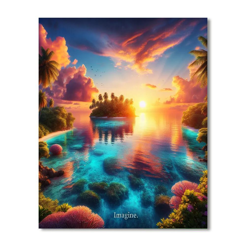 Exotic Island Sunrise Paint By Numbers Art