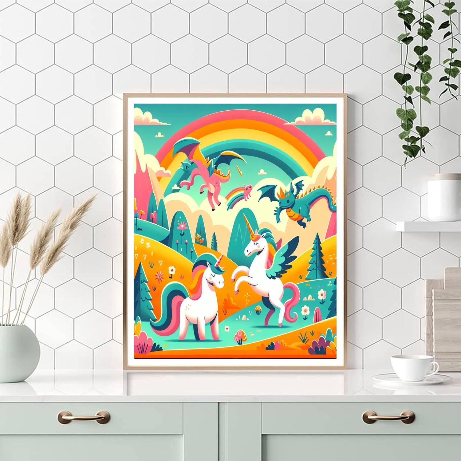 Rainbow Magical Creatures DIY Paint By Numbers