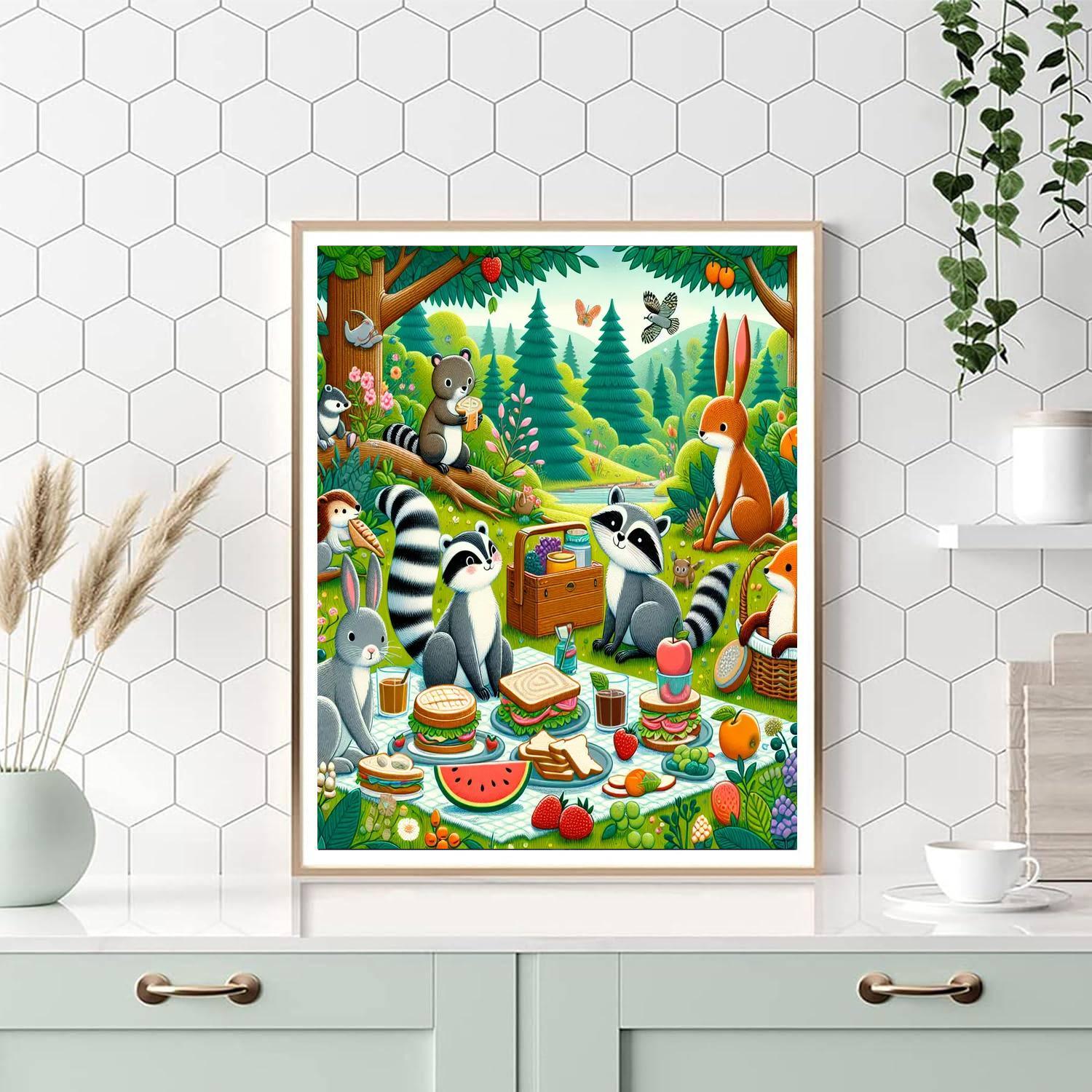Forest Picnic Party Painting By Numbers Kit