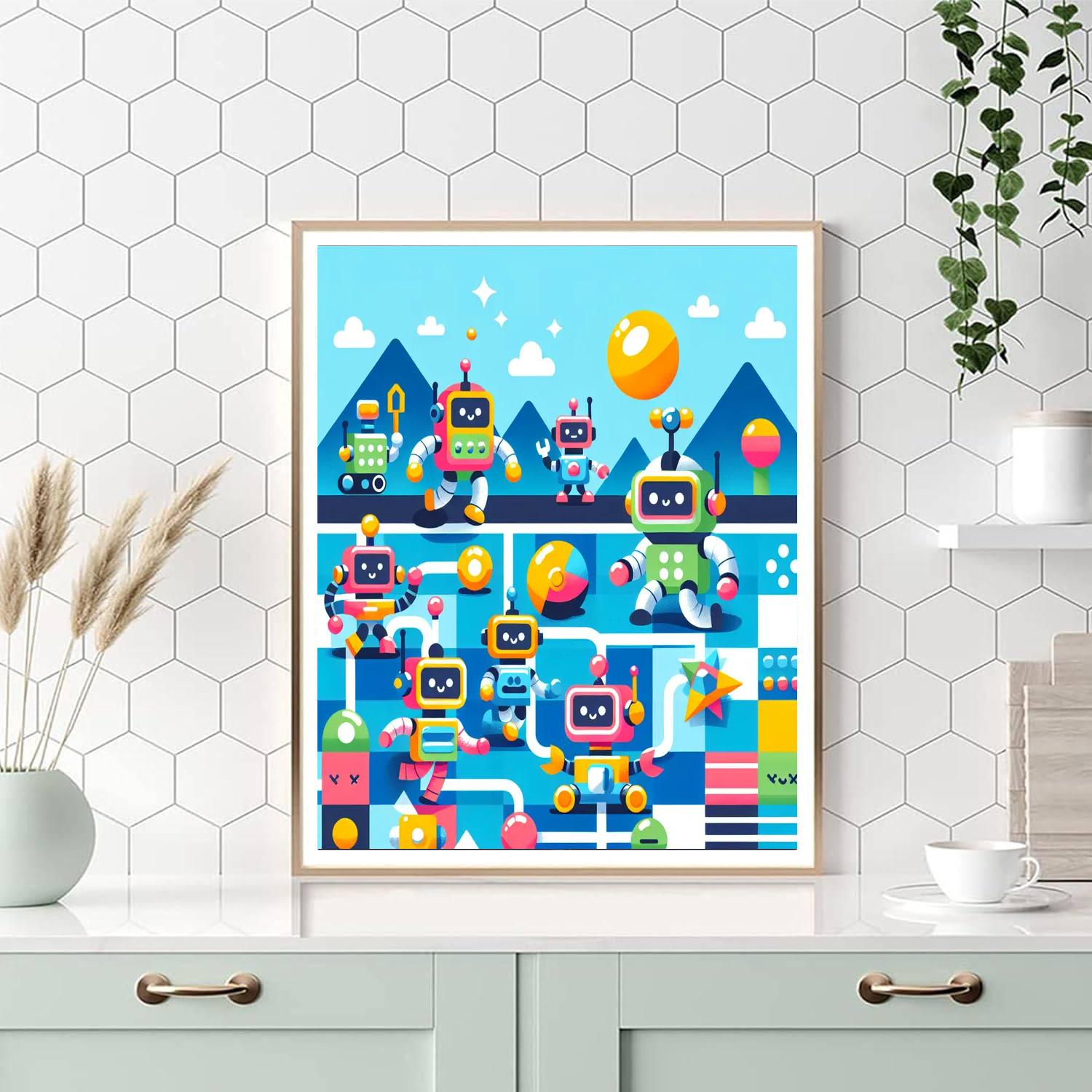 Robot Battle Number Painting