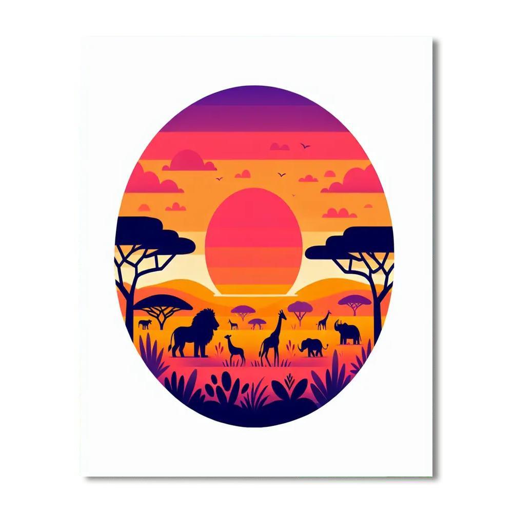 Savanna Sunset Safari Painting By Numbers Kit