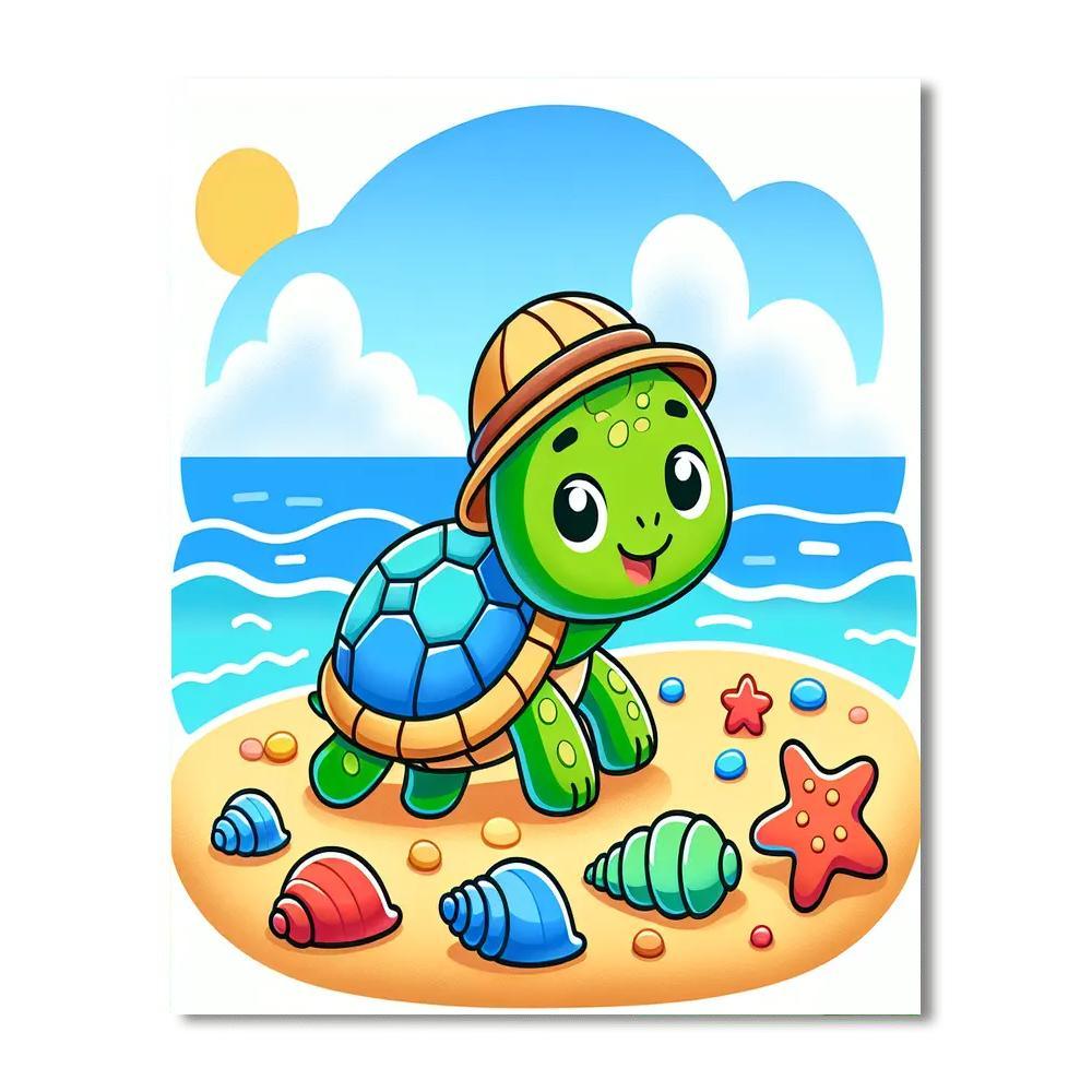Whimsical Turtle Adventurer DIY Paint By Numbers