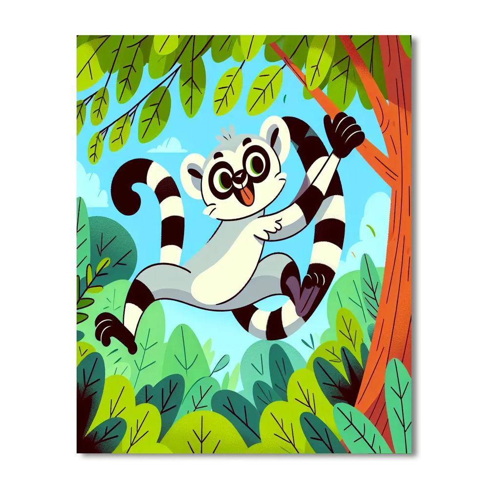 Lively Lemur Leap Painting By Numbers Kit