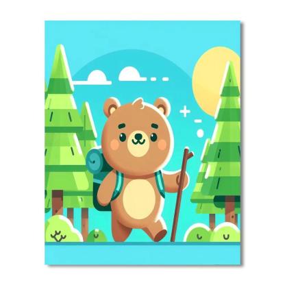 Friendly Explorer Bear Paint By Number