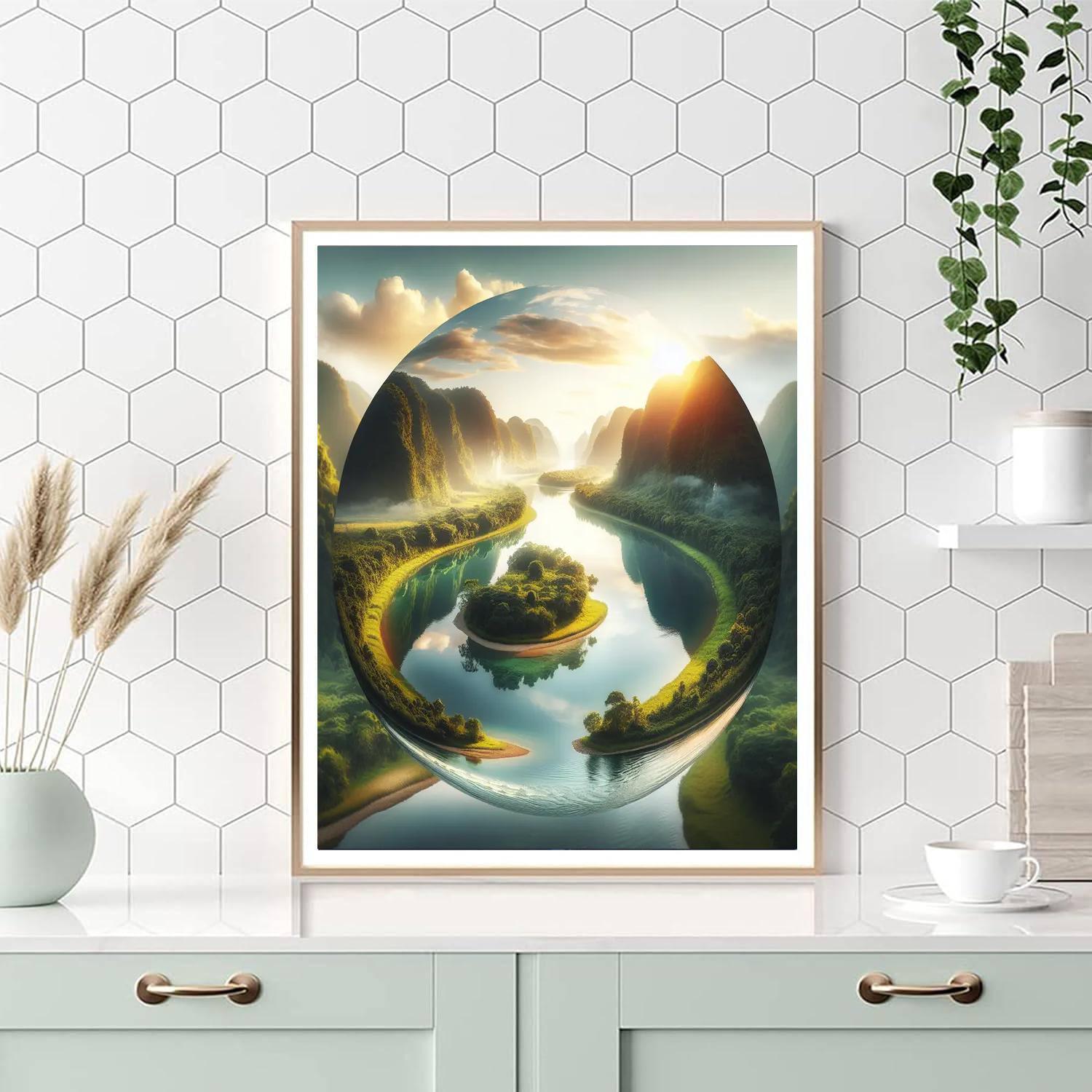 Calm Riverbend Reflection Painting By Numbers Kit