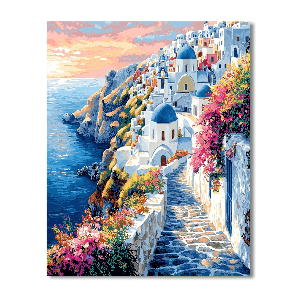 Santorini's Oia Village - Greece Painting By Numbers Kit