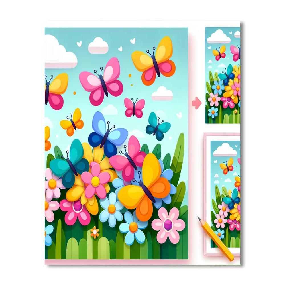 Brilliant Butterfly Ballet Number Painting