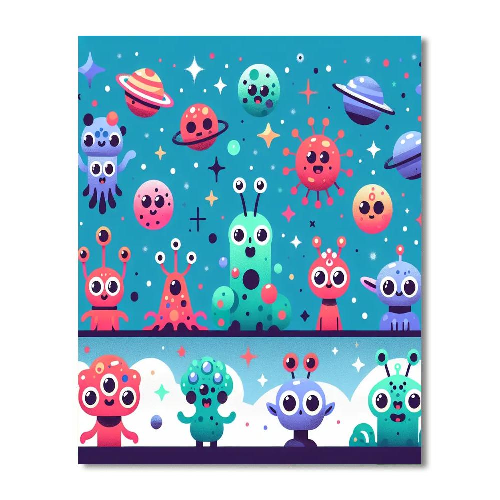 Cute Space Creatures Painting By Numbers Kit