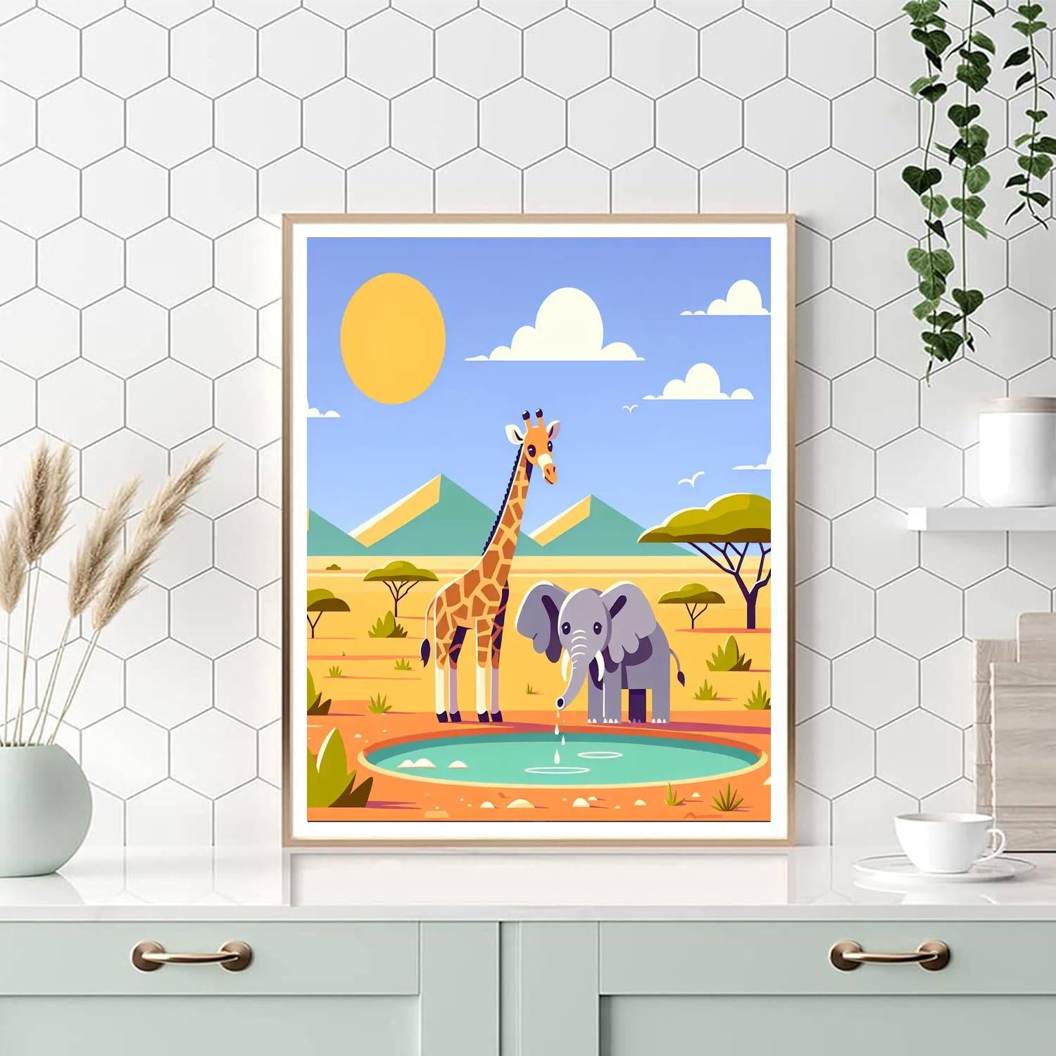 Savanna Wildlife Tour Number Painting