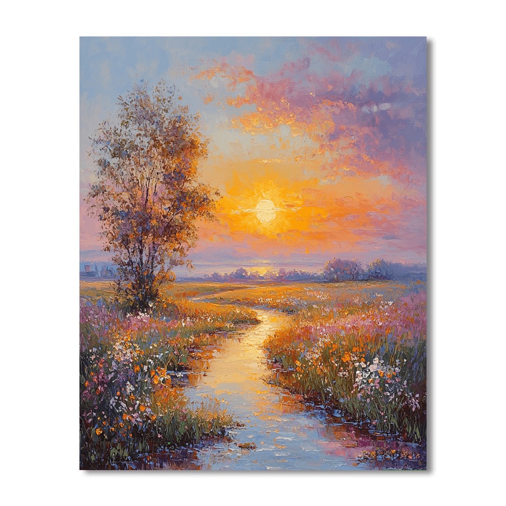 Turner Inspired Romantic Sunset Serenity - DIY Painting By Numbers Kit