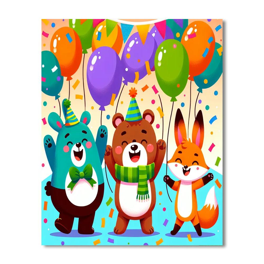 Cheerful Party Animals Paint By Numbers Kits