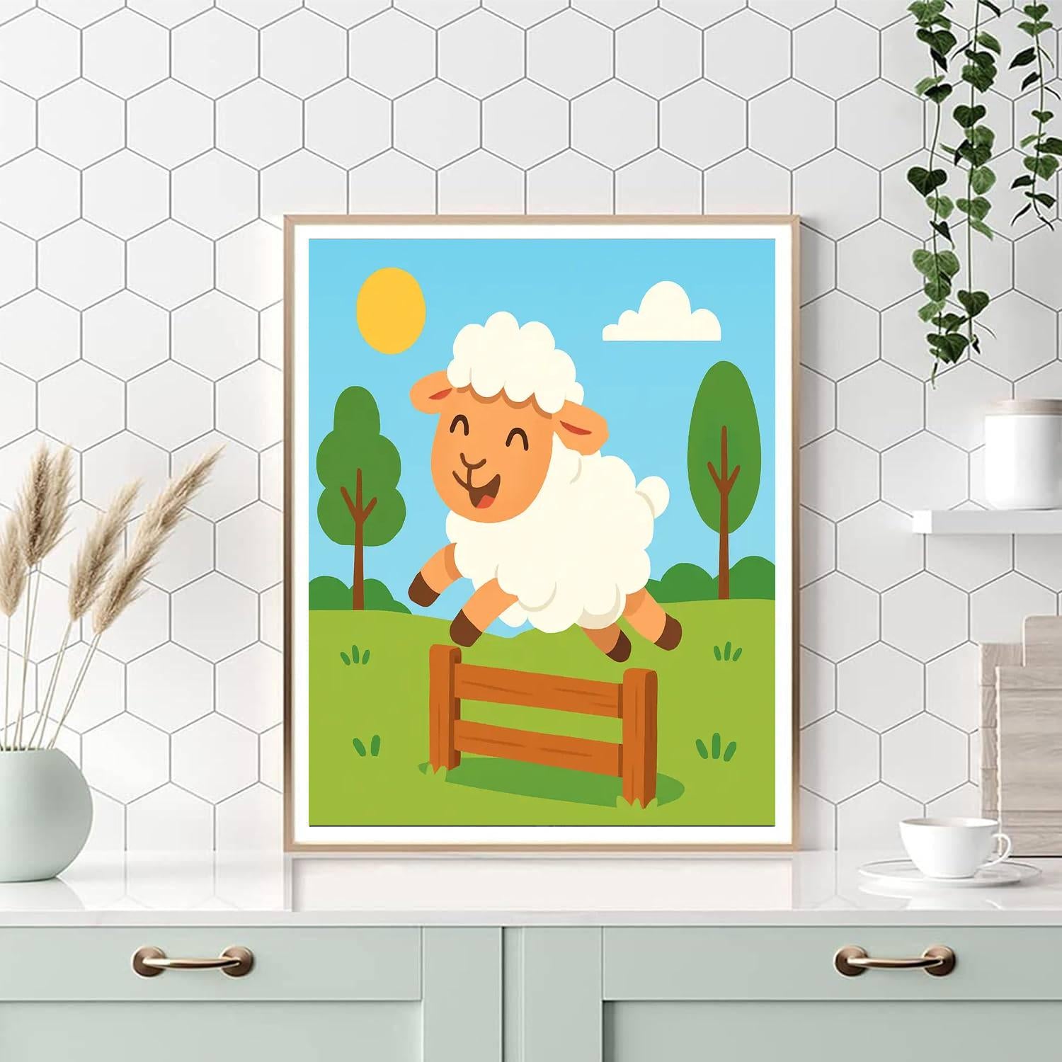 Cheerful Sheep Painting By Numbers Kit