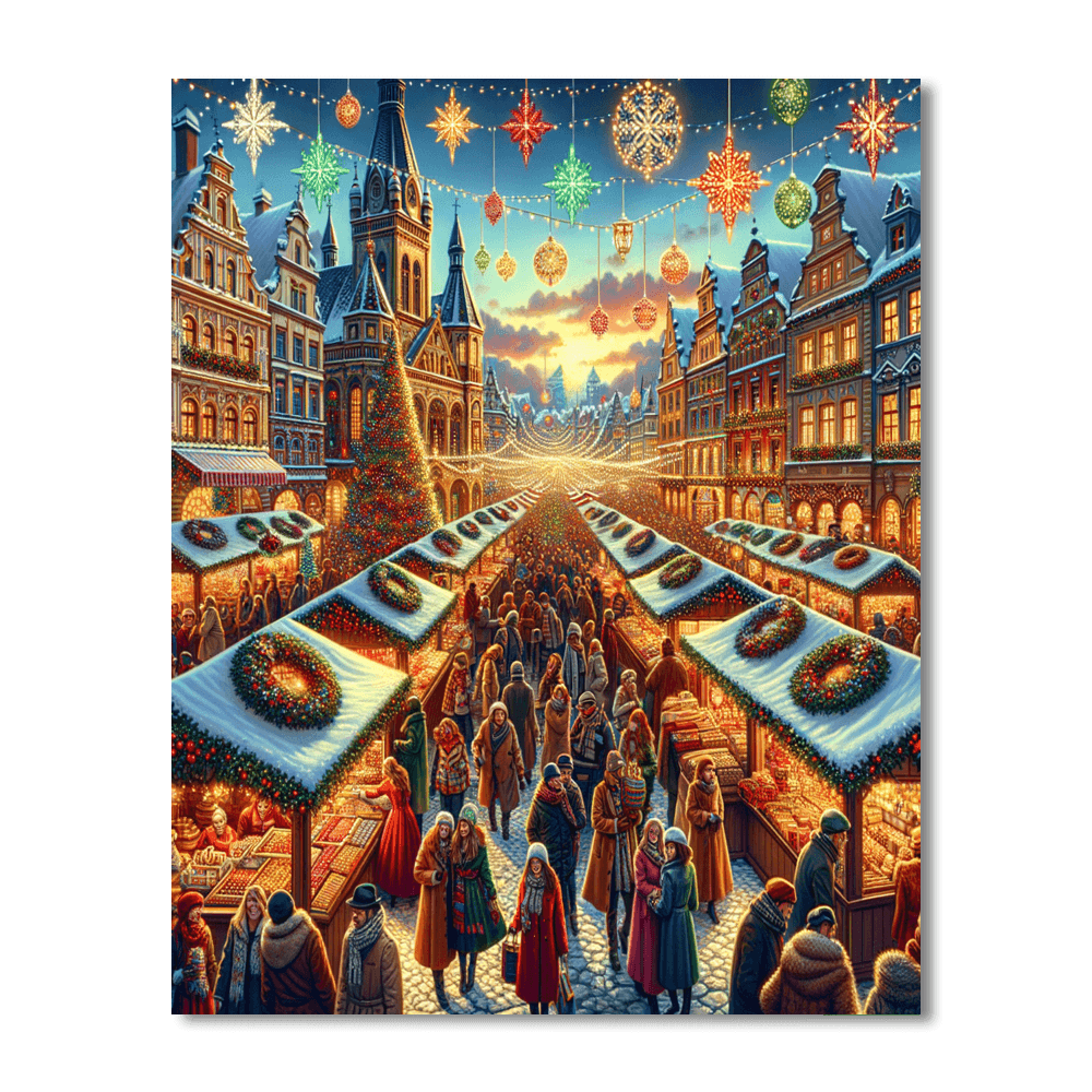 Harrogate Christmas Market - England Painting By Numbers Kit