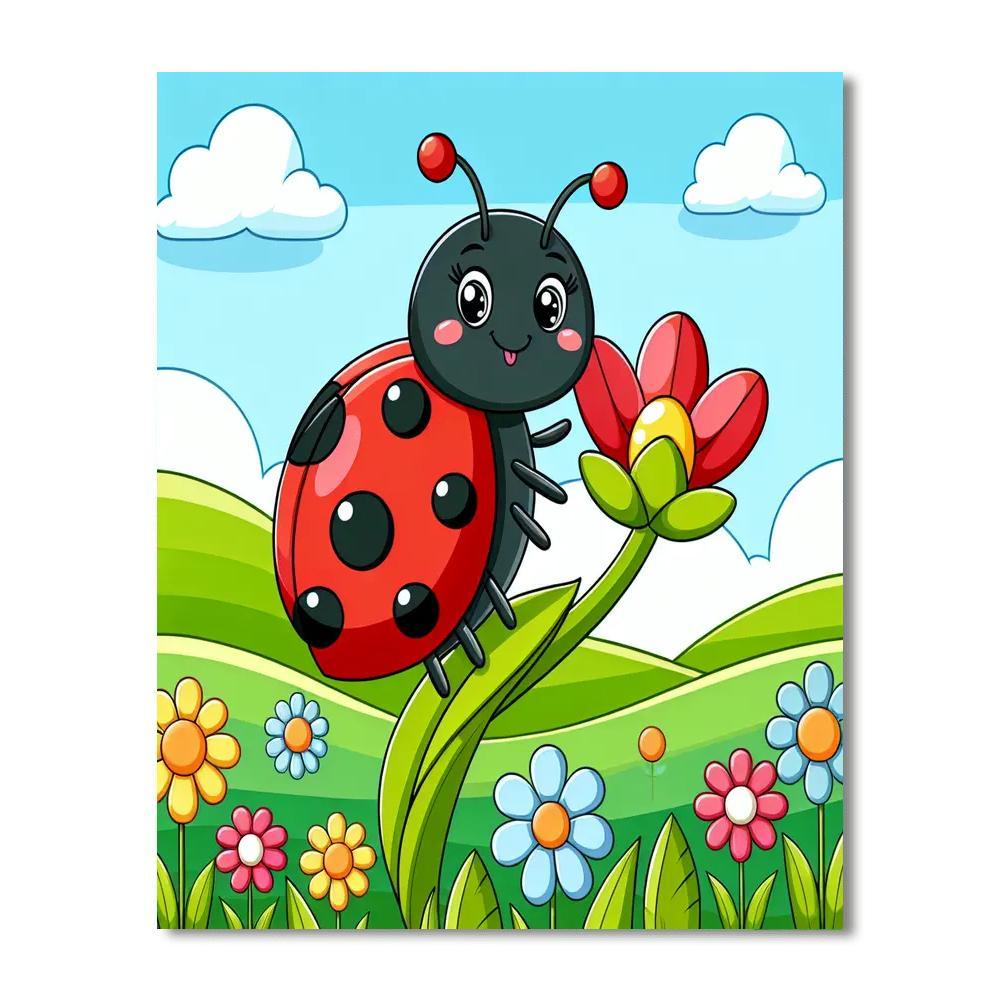 Cheery Ladybug Meadow Paint By Color